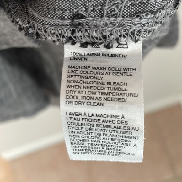 Saks Fifth Avenue Midi Shirt Dress Women’s Sz XL 100% Linen Sleeveless Pockets - Picture 12 of 12